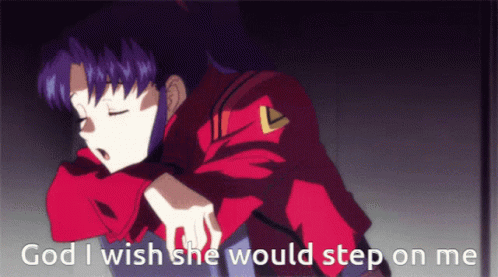 A Picture Of A Girl With The Words God I Wish She Would Step On Me On The Bottom GIF