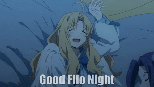 A Picture Of A Girl With The Words Good Filo Night Written On It GIF