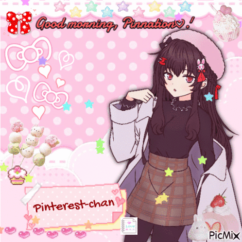 A Picture Of A Girl With The Words Good Morning Pinnation GIF
