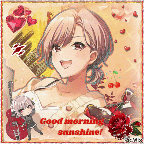A Picture Of A Girl With The Words " Good Morning Sunshine " GIF