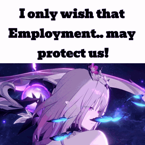 A Picture Of A Girl With The Words " I Only Wish That Employment May Protect Us " On It GIF