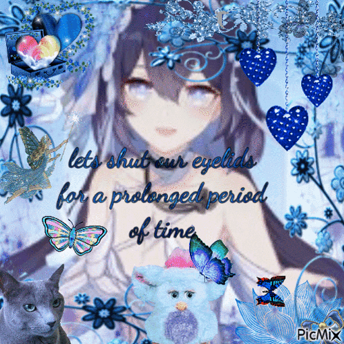 A Picture Of A Girl With The Words " Let 'S Shut Our Eyelids For A Prolonged Period Of Time " On It GIF
