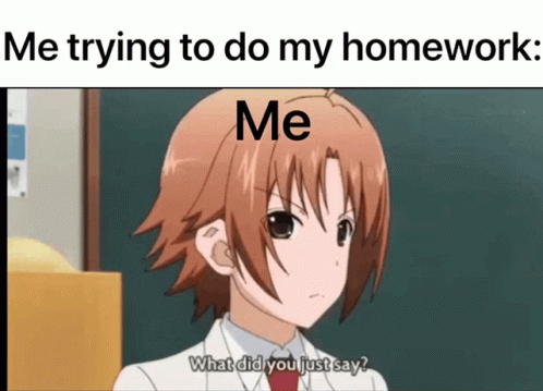 A Picture Of A Girl With The Words Me Trying To Do My Homework GIF