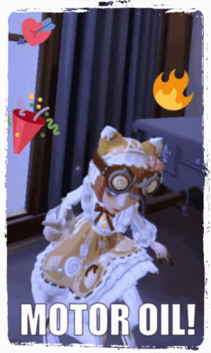 A Picture Of A Girl With The Words Motor Oil Written Below Her GIF