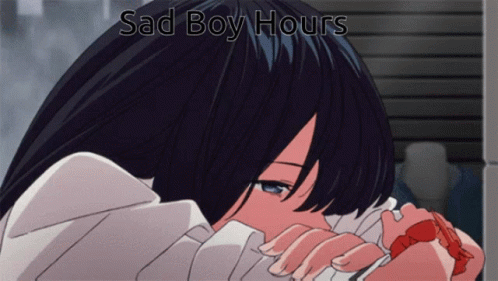 A Picture Of A Girl With The Words " Sad Boy Hours " Above Her GIF