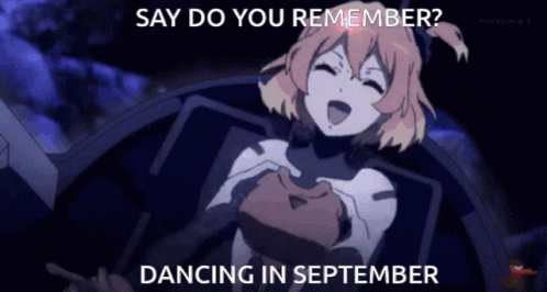 A Picture Of A Girl With The Words Say Do You Remember Dancing In September On It GIF