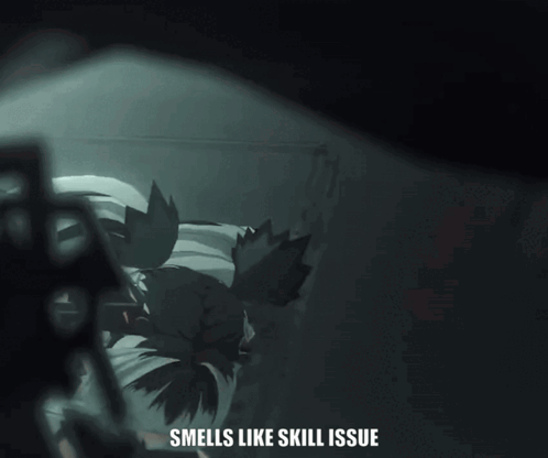 A Picture Of A Girl With The Words Smells Like Skill Issue GIF