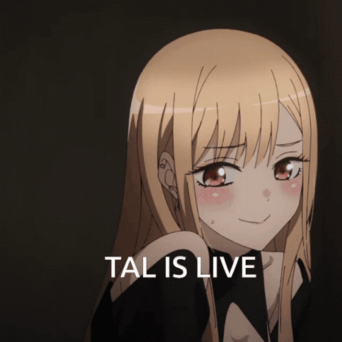A Picture Of A Girl With The Words " Tal Is Live " Below Her GIF