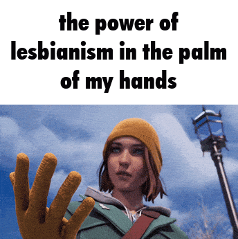 A Picture Of A Girl With The Words The Power Of Lesbianism In The Palm Of My Hands GIF