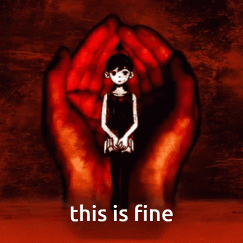 A Picture Of A Girl With The Words This Is Fine GIF