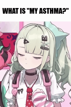 A Picture Of A Girl With The Words " What Is My Asthma " Written On It GIF