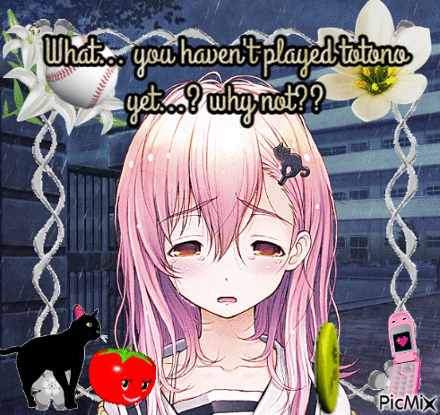 A Picture Of A Girl With The Words What You Haven 'T Played Totono Yet Why Not On It GIF