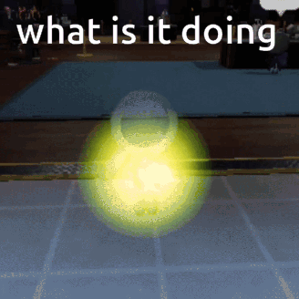 A Picture Of A Glowing Object With The Words " What Is It Doing " Above It GIF