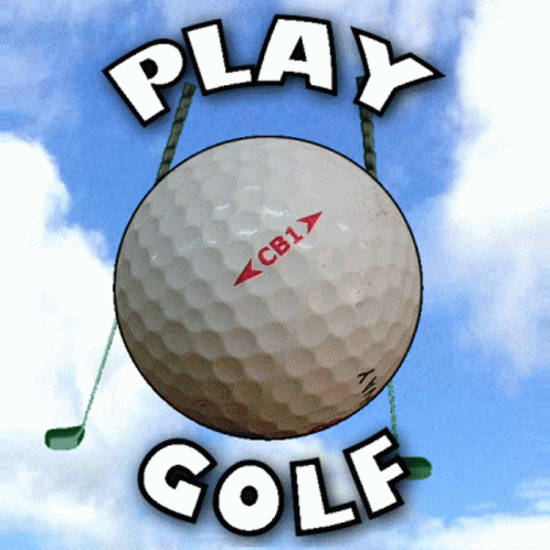 A Picture Of A Golf Ball With The Words Play Golf Written Below It GIF