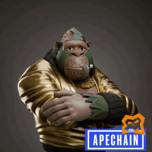 Gorilla With APECHAIN Sign GIF