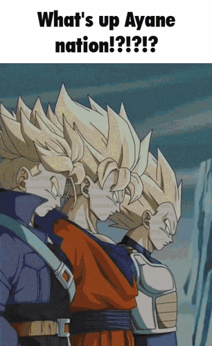 A Picture Of A Group Of Anime Characters With The Caption " What 'S Up Ayane Nation ! " GIF