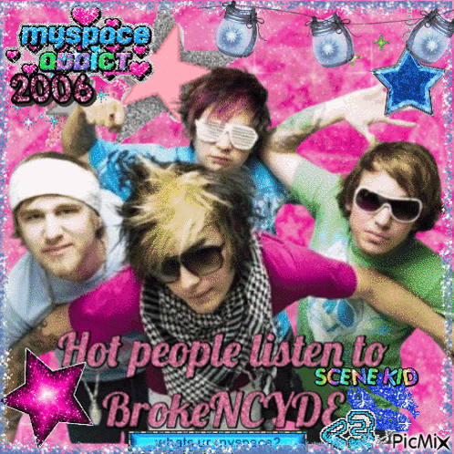 A Picture Of A Group Of People With The Words Hot People Listen To Brokencyds On The Bottom GIF