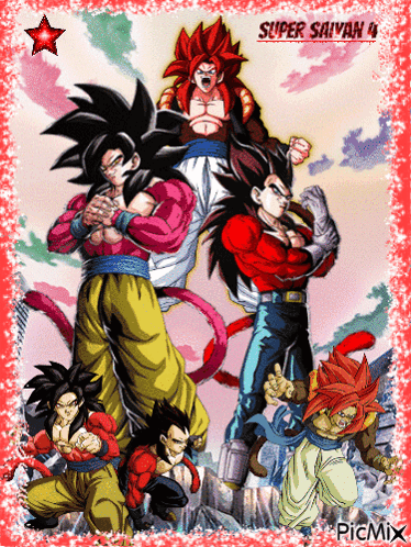 A Picture Of A Group Of Super Saiyan Characters GIF