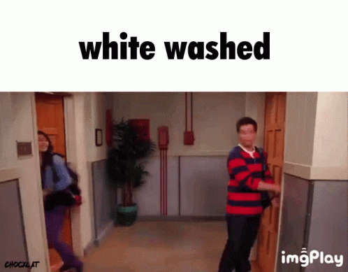 A Picture Of A Hallway With The Words White Washed On The Top GIF