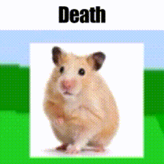 A Picture Of A Hamster With The Word Death Written Above It GIF