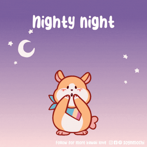 A Picture Of A Hamster With The Words Nighty Night Written On It GIF