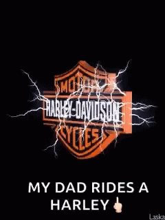 A Picture Of A Harley Davidson Logo With Lightning Coming Out Of It . GIF