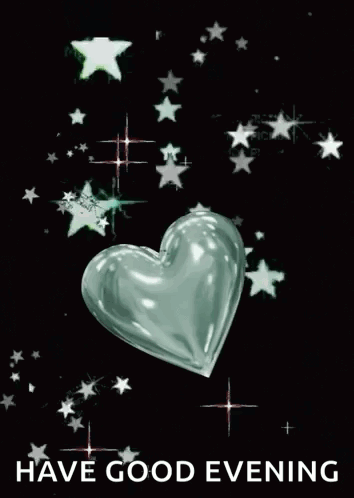 A Picture Of A Heart Surrounded By Stars And The Words `` Have Good Evening '' . GIF