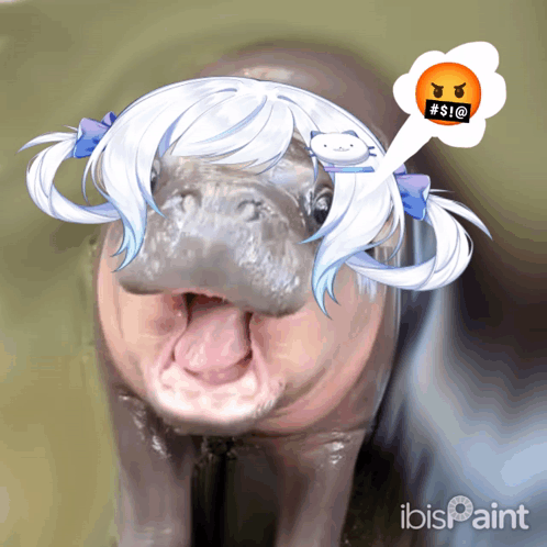 A Picture Of A Hippo With A Speech Bubble That Says # S16 GIF