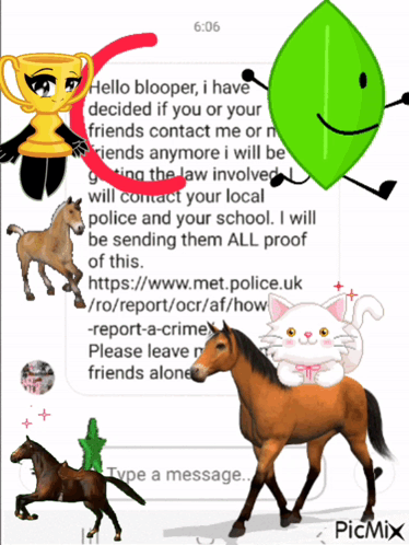 A Picture Of A Horse A Cat A Leaf And A Trophy With The Time 6:06 GIF