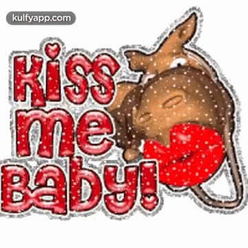 A Picture Of A Horse With A Heart In Its Mouth And The Words Kiss Me Baby . GIF