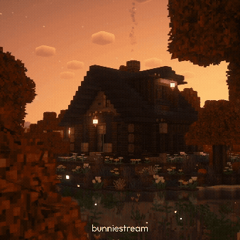 A Picture Of A House In A Video Game With The Name Bunnystream On The Bottom GIF