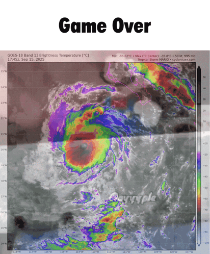 A Picture Of A Hurricane With The Words Game Over On Top GIF