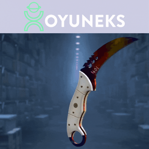 a picture of a knife with the words oyuneks on the bottom