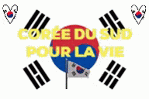A Picture Of A Korean Flag With The Words " Ccoree Du Su " Written Above It GIF