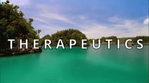 A Picture Of A Lake With The Words Therapeutics On It GIF