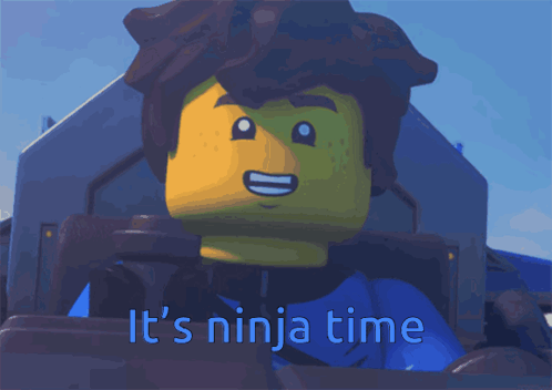a picture of a lego character with the words it 's ninja time