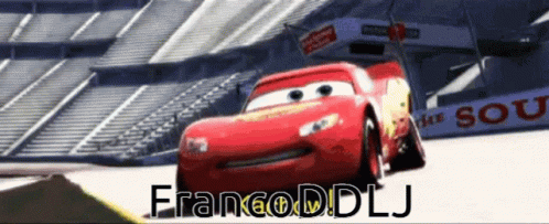 A Picture Of A Lightning Mcqueen Car With Francoddlj Written Below It GIF
