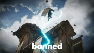 A Picture Of A Lightning Strike With The Word Banned Below It GIF