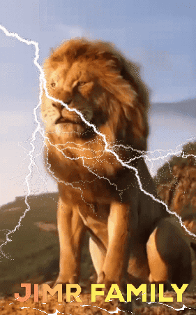 A Picture Of A Lion With Lightning Behind It And The Name Jimr Family GIF