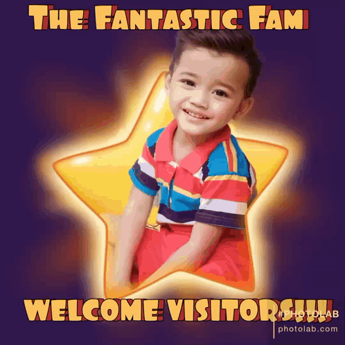 A Picture Of A Little Boy In A Star With The Words Welcome Visitor GIF
