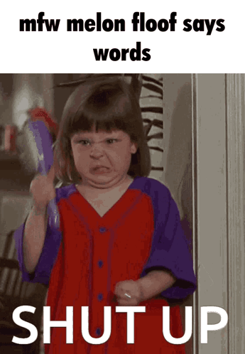 A Picture Of A Little Girl With The Words Shut Up GIF