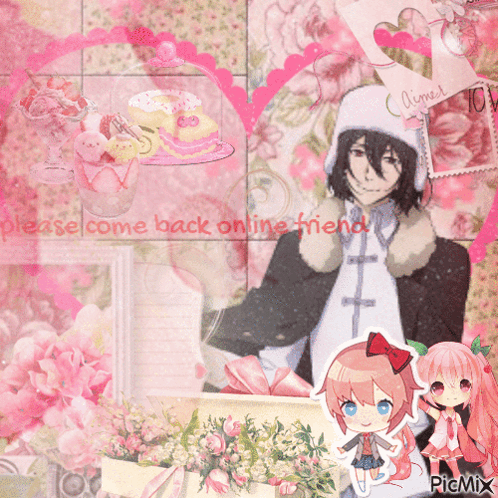 A Picture Of A Man And A Girl With The Words Please Come Back Online Friend GIF