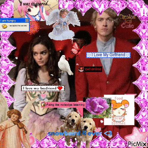 A Picture Of A Man And A Woman With The Words I Love My Girlfriend Written On It GIF