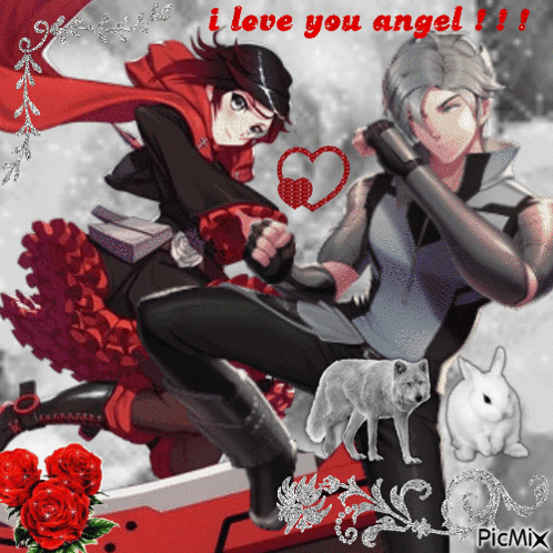 A Picture Of A Man And A Woman With The Words I Love You Angel GIF