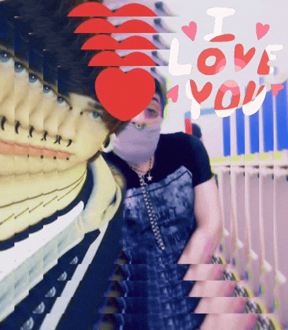 A Picture Of A Man And A Woman With The Words I Love You GIF