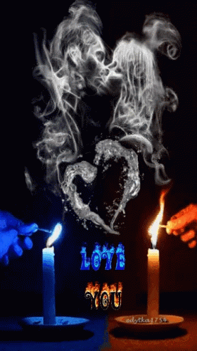 A Picture Of A Man And Woman Kissing With The Words Love You Below Them GIF