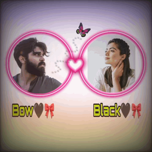 A Picture Of A Man And Woman With The Words Bow And Black GIF