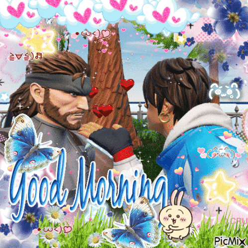 a picture of a man and woman with the words good morning