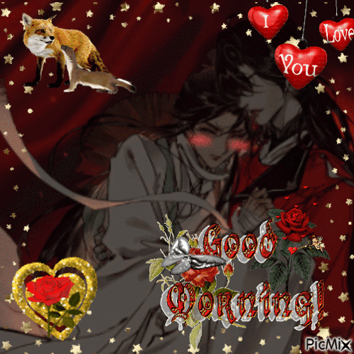 A Picture Of A Man And Woman With The Words Good Morning Written On It GIF