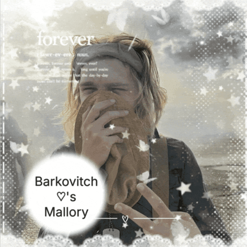 a picture of a man covering his face with a towel and the words forever barkovitch 's mallory